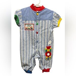 Vintage Multicolor Striped Kids Romper